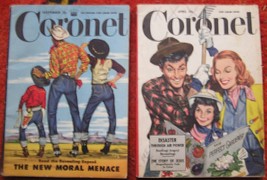 Coronet Magazine 2 Vintage Copies 1950 Sept &amp; April New Moral Menace Col... - £9.73 GBP