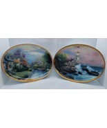 2 Thomas Kinkade Bradrord Plates  Lamplight Brooke + Hope&#39;s Cottage Limi... - $20.35 CAD