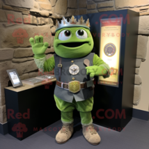 Olive Irish Castle mascot costume character dressed with a Denim Shorts and Brac - £971.57 GBP