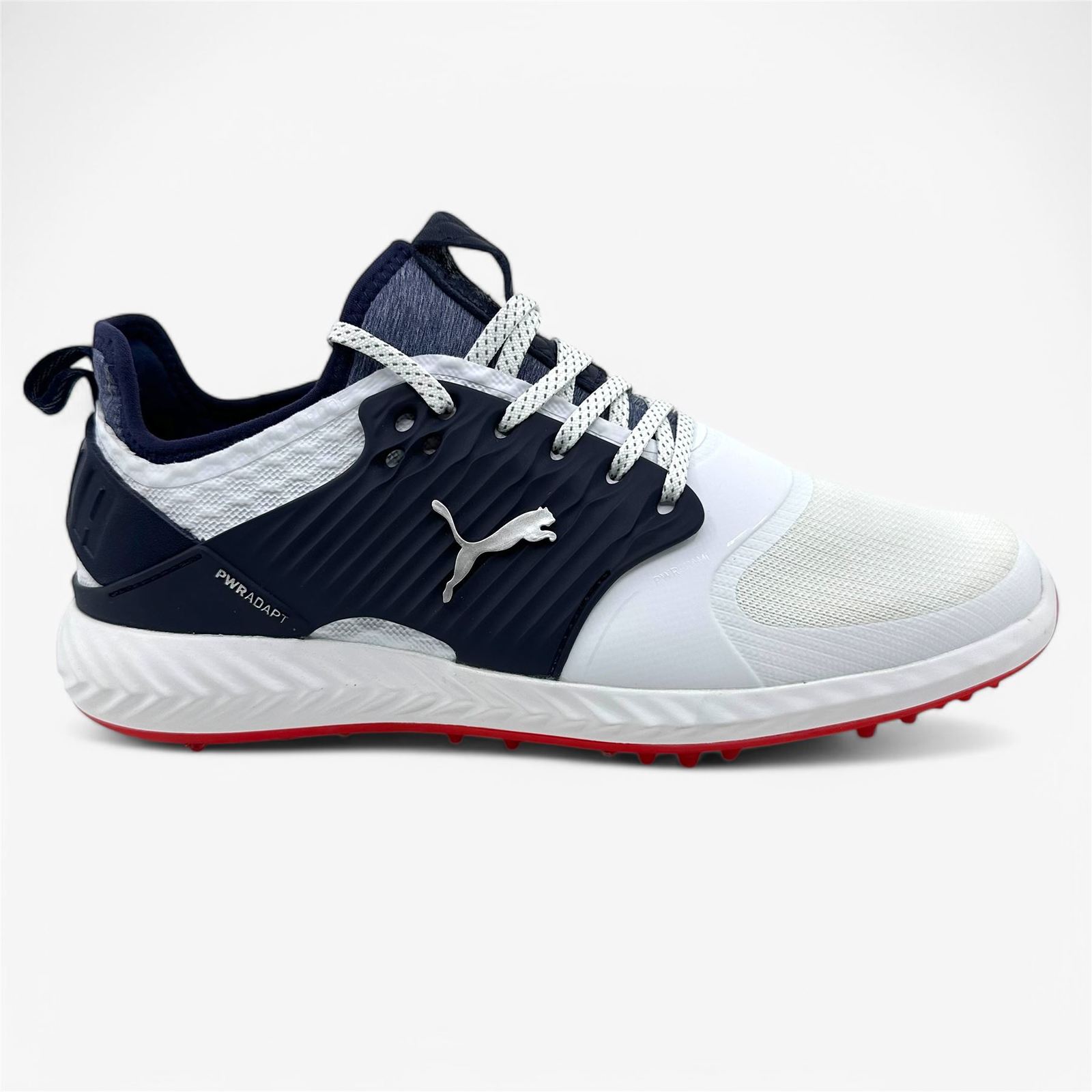 PUMA Ignite Pwradapt Caged White Peacoat Mens Size 9 Waterproof Golf Shoes - $74.95