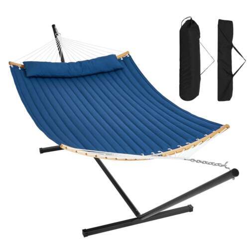 Two Person Hammock with Stand Included, Double Hammock with Curved Spreader Bar