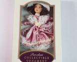 DG Creations Porcelain Doll Ornament European Brunette Curls Rose Pink i... - $14.80