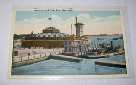 Aquarium &amp; Fire Boat Battery Sea Wall New York,NY 20&#39;s? Vintage Postcard - £8.25 GBP