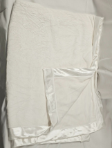 Vintage Lullaby Club White Velour &amp; Satin Trim Baby Blanket - £22.15 GBP