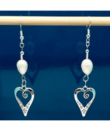 BBQ Classy 3” Natural Pearl &amp; Silver Heart Dangles - £46.74 GBP