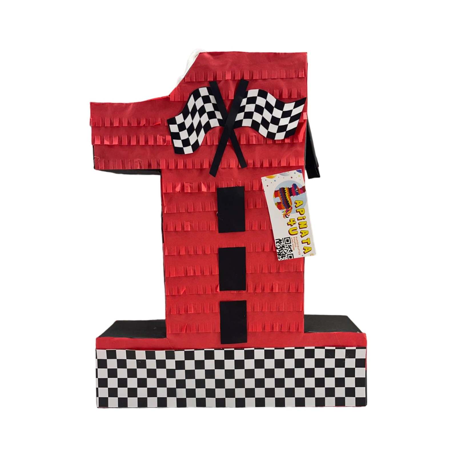 HNumber One Race Car Pinata, Red Checkered Flag Pinata for First Birthda... - $39.99
