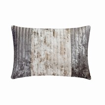Grey Ivory Suede 12&quot;x16&quot; Lumbar Pillow Cover Patchwork, Quilted - Foil Palette - £28.97 GBP+