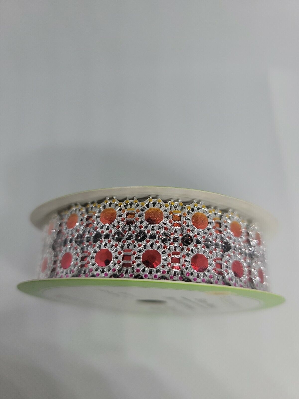 Floral Garden Colorful Diamond Mesh Ribbon, 3 yards, 3/4&quot;x9&#39;. Red And Or... - $11.76