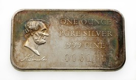 1972 Abraham Lincoln By Madison Mint 1 oz. Silver US President Art Bar w/SN - £89.02 GBP