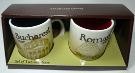 Starbucks City Coffee Mug Set 2 Demittasse 3 Oz BUCHAREST-ROMANIA,CHINA 2012,New - £137.61 GBP