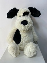 Jellycat Medium Bashful Puppy Dog Black And Cream White 10” Plush - £13.51 GBP