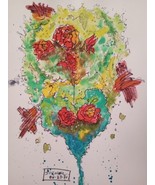 Ink Watercolor Autonomous Roses 5.5 x 8.5 - £40.45 GBP