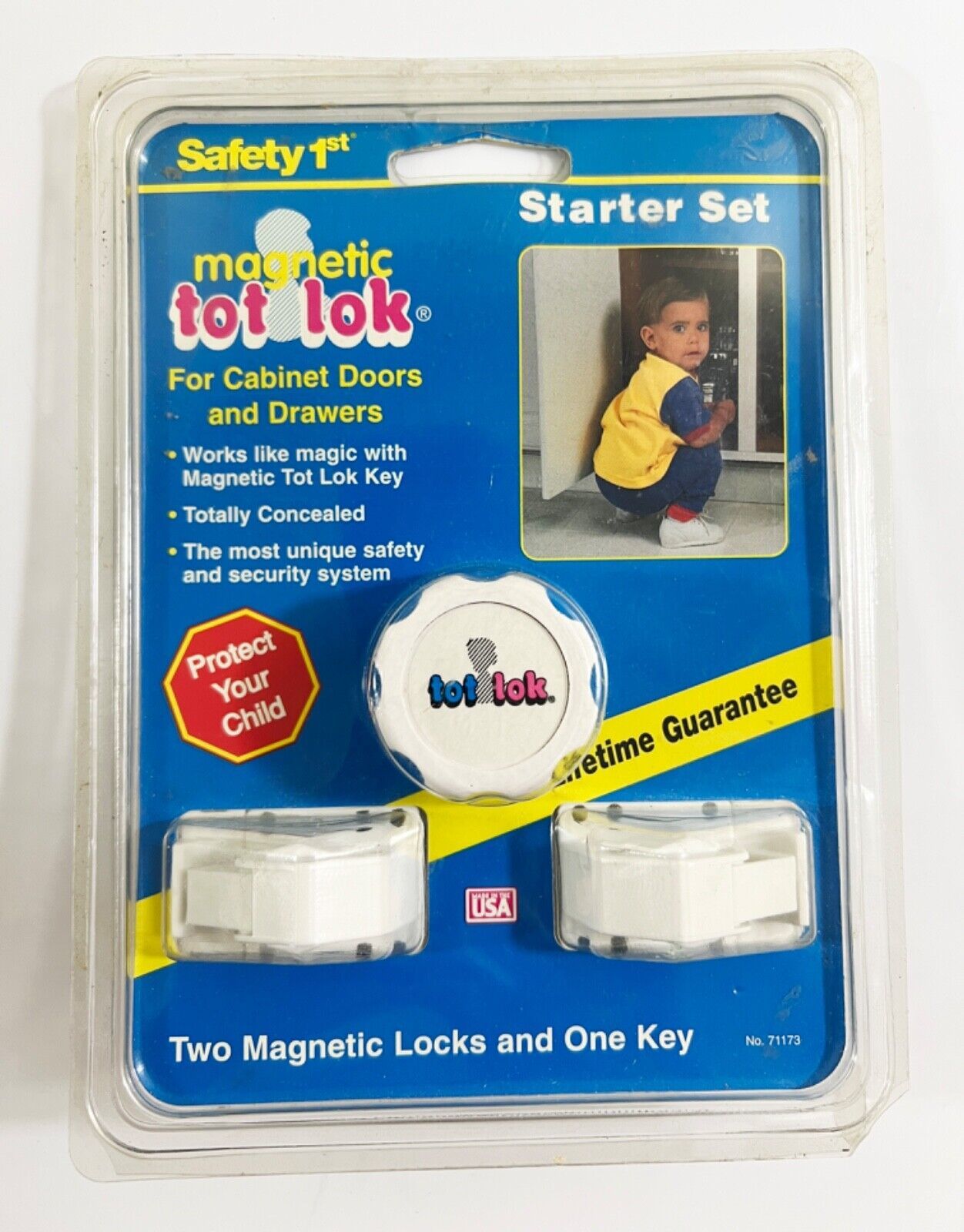 Safety 1st Magnetic Tot Lok Starter Kit Cabinet Doors/Drawers 2 Locks & 1 Key - £8.59 GBP