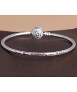 925 Sterling Silver Disney Beauty and Beast Moments Bangle With Clear CZ... - $36.50