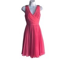 Marchesa Notte Womens 8 100% Silk Cocktail Dress Pink Pleated Sleeveless... - $233.74