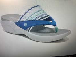 Bzees Cabana Washable Open Toe Sandal Multi Blue Thong 7M  Retail: $80 - $49.00