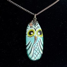 Hand Painted Owl Rock Art Pendant Necklace 23” - £14.99 GBP