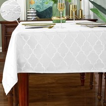 Jacquard Tablecloth Rectangle Damask Pattern Table Cloth Spillproof Wrinkle Resi - £37.29 GBP