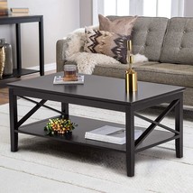 Choochoo Oxford Coffee Table With Thicker Legs, Black Wood Coffee Table With - £115.22 GBP