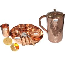 Prisha India Craft Handmade Indian Dinnerware Pure Copper Traditional Dinner Set - £86.17 GBP+