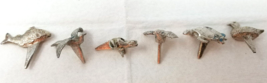 Set of 6 Candle Toppers Silver Metal Animals Turtle Fish Duck Bird Vintage - £14.82 GBP