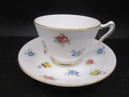 Crown Staffordshire Tea Cup/Saucer Fine English Rose Pansy Gold Gilt [95j] - £42.90 GBP