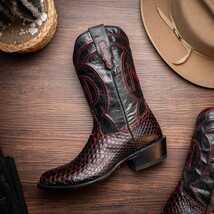 KANSAS Genuine Snake Skin Cowboy Boot from the Western Collection BlackCherry image 11