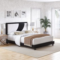 Boyd Sleep Bree Upholstered Platform Bed, Full, White/Black, Strong 14 W... - $195.95