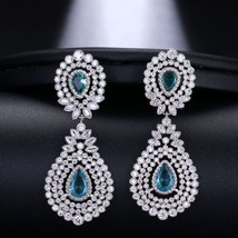 EMMAYA Brilliant Bridal Waterdrop Cubic Zirconia Earings Big Crystal For Elegant - £17.93 GBP