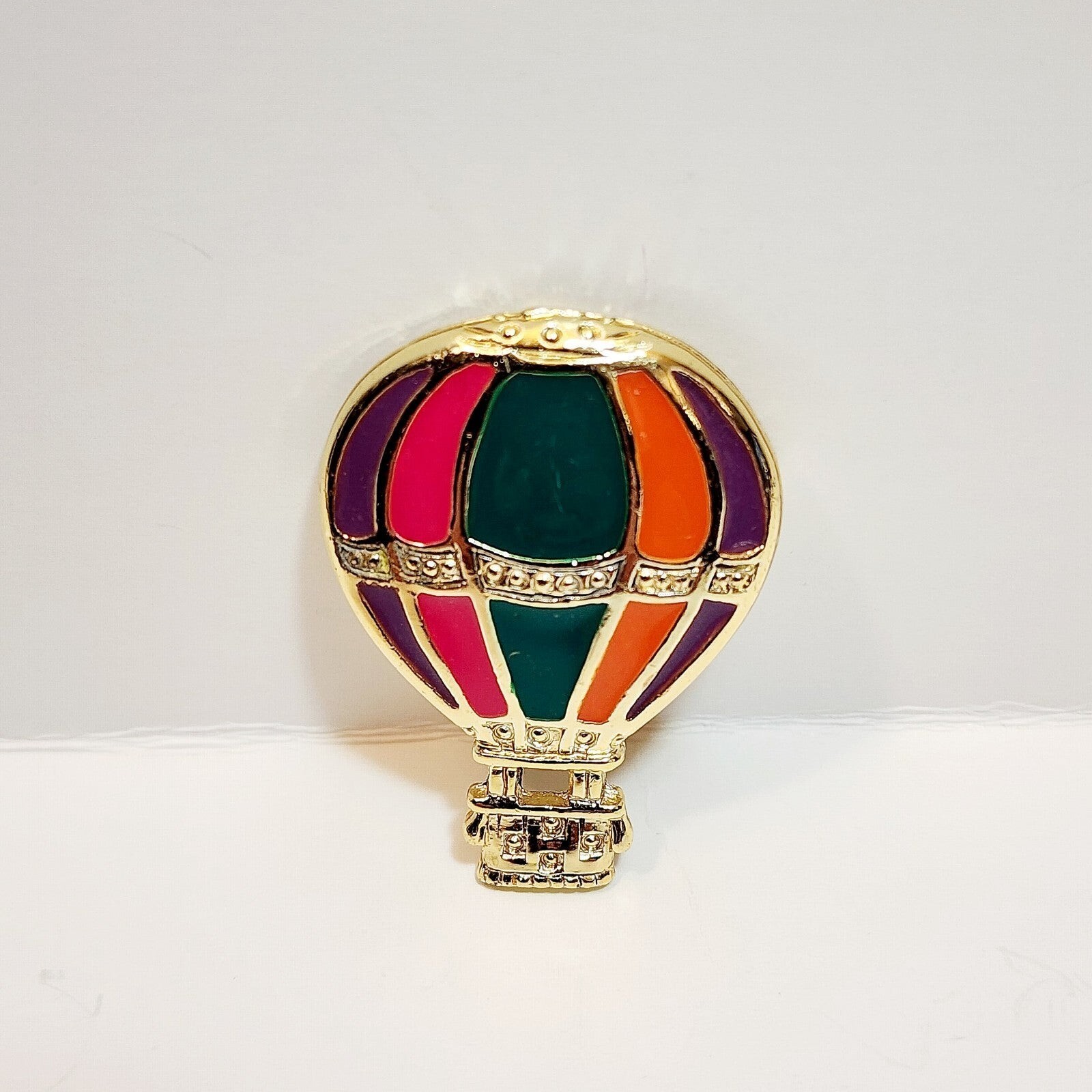 Vintage Hot Air Balloon Pin 1.5" Metal Enamel Filled Transportation Jewelry E92A Item image 2