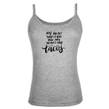 My Head Says GYM But My Heart Says Tacos Womens Girls Singlet Camisole Tank Tops - £8.86 GBP