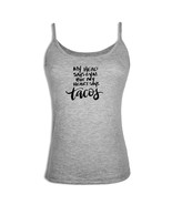 My Head Says GYM But My Heart Says Tacos Womens Girls Singlet Camisole T... - £8.72 GBP