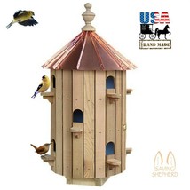 10 ROOM CEDAR BIRDHOUSE - 26&quot; Copper Roof Bird House Condo Amish Handmad... - $249.97