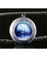 White Wolf Dog Cabochon LOCKET Pendant Silver Chain Necklace USA Ship #73 - £11.80 GBP