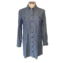 Lucky Brand Stiped Chambray Denim Jean Long sleeve Button Down Shirt Dre... - $32.47