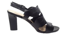 VIA SPIGA Women Size 8 High Column Heel Black Leather Strappy Sandal Italy - £33.69 GBP