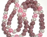 Girls Iced Ball Pollyanna Bead Pearl Softball Necklace Pink Cancer Aware... - £16.41 GBP+