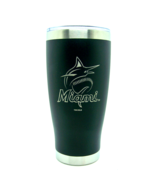 Miami Marlins MLB 20 oz Etched Logo Stainless Steel Hot Cold Tumbler Black - $38.03 CAD