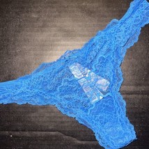 Nwt Victoria&#39;s Secret S Thong Neon Indigo Blue Lace Dream Angels - £31.28 GBP