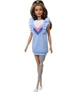 Barbie Fashionistas Doll #121 with Brown Hair and Prosthetic Leg Dressed... - £7.78 GBP