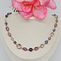 Sparkling Purple Faceted Crystal Glass Beaded Choker Necklace 17” Long Collar - £19.63 GBP