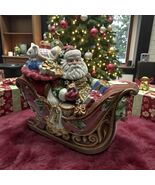 Vintage Fitz and Floyd Santa’s Sleigh Cookie Jar, Large, 2003  - 10&quot; wit... - $67.31