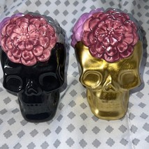 Skull and Flowers Salt &amp; Pepper Shakers new - £9.26 GBP