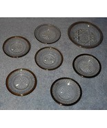 Antique Six Rimmed Engraved Crystal Butter Pats with Mother Butter Set - €17,12 EUR