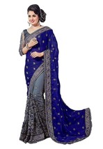 Georgette Embroidered Party Wear Saree, Designer Sari Blouse, Indian Saree - $23.74