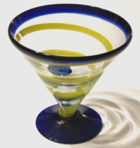 ROYAL CARIBBEAN Kosta Boda Margarita Cobalt Blue Yellow Martini Swirl Gl... - $13.07