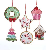 Kurt Adler Claydough Gingerbread Snap Ornaments | Set of 6 - £17.88 GBP