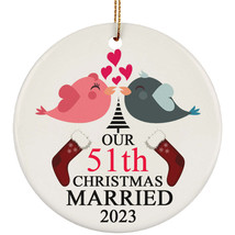 51th Wedding Anniversary 2023 Ornament Gift 51 Years Christmas Married T... - $14.80