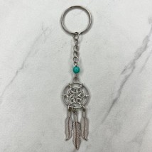 Silver Tone Faux Turquoise Beaded Dreamcatcher Keychain Keyring - $6.92