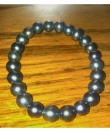Black Pearl Stretch Bracelet Band Beads Arm Fashion Jewelry - £15.63 GBP